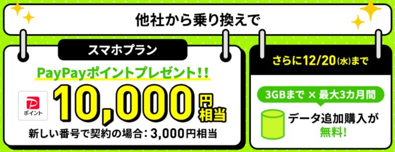 2023年12月5日から実施のスマホプラン対象PayPayポイントプレゼントキャンペーン_公式バナー