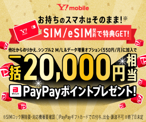 20000円分のPayPayプレゼントキャンペーン_ワイモバイル